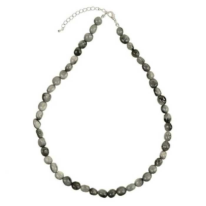 Collier En Tourmaline Grise Oeil De Chat Perles Pierres Roulees Achat Vente Sautoir Et Collier Collier En Tourmaline Grise Oe Gris Tourmaline