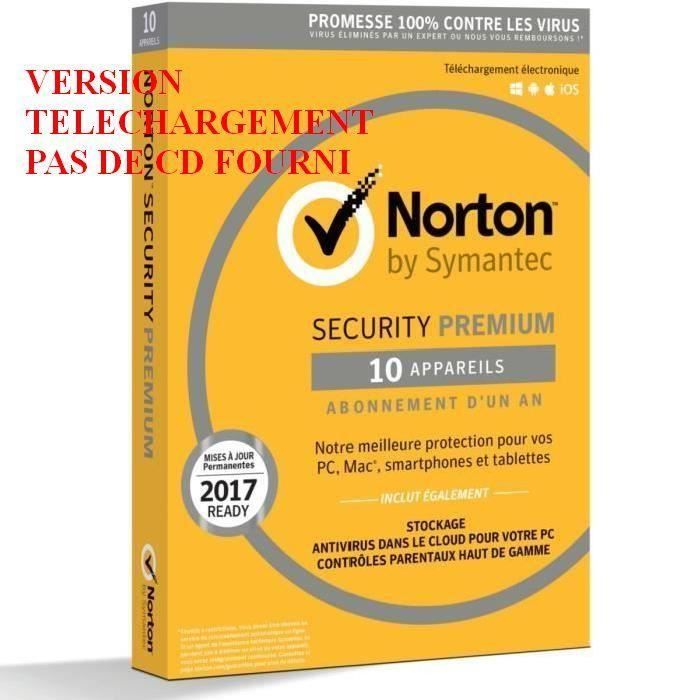 Norton Security 2021 Premium 10APP 1AN (Edition Familiale) PC / Mac / Android / iOS – LICENCE ESD envoyée par mail