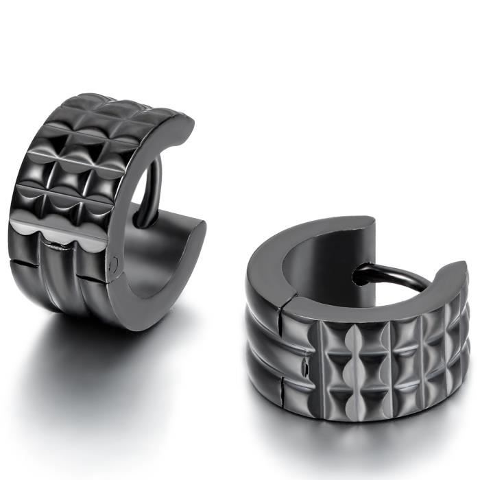 Boucles D'oreilles Créoles Homme Lotus Style En Acier Couleur Argent