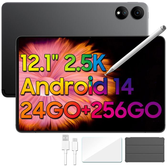 Oscal ELITE1 Tablette Tactile 12.1 2.5K 600Nits Android 14 RAM 24Go ROM 256Go-SD 1To 8800mAh(33W) Mode PC WPS Stylet Gratuit –