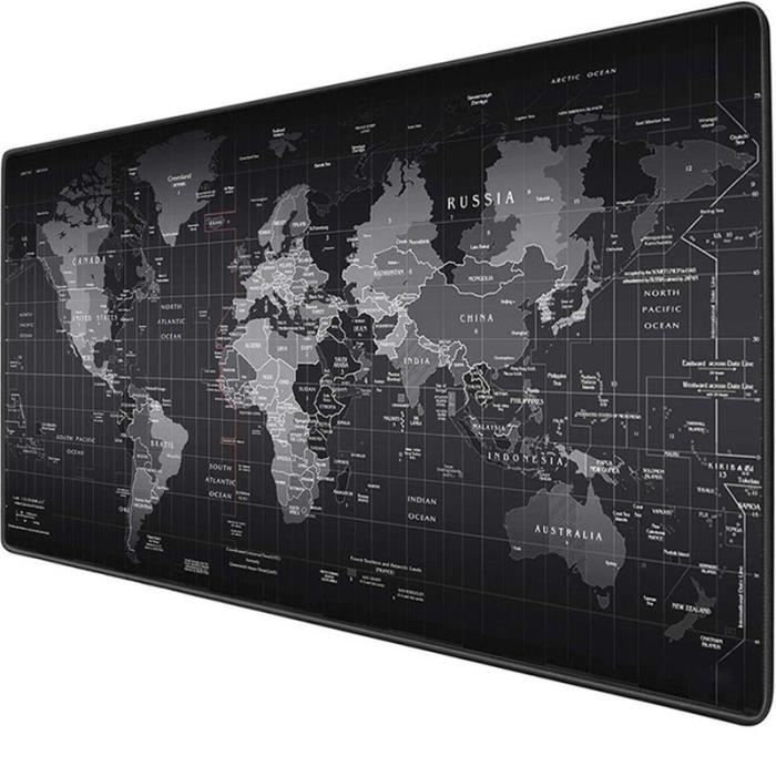 Tapis de souris illuminé de carte du monde, taille: 45 x 40 x 0,4