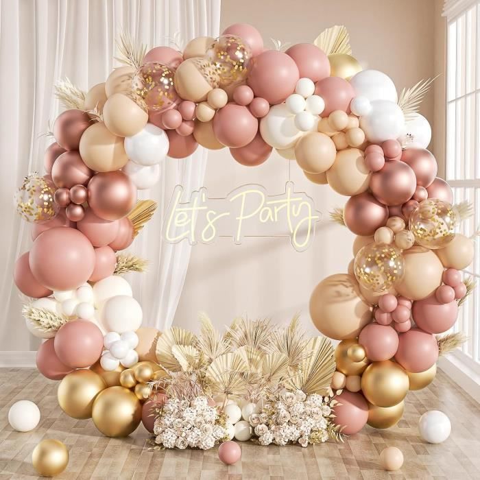 Kit De 80 Ballons Dorés Et Blancs Avec Confettis - Pour Arche De Ballons, Mariage, Anniversaire, Fête - 9