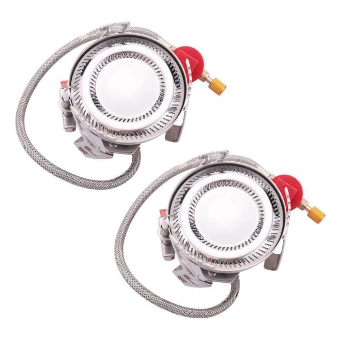 2x Mini Réchaud Camping 3000W Pliable - Brûleur BRS-3000T - Alu Inox