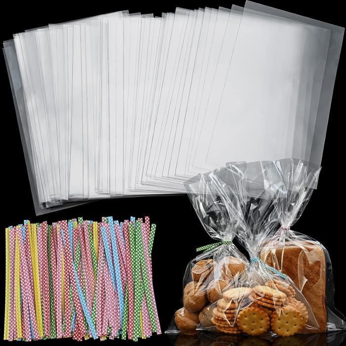 Faburo 90pcs Sachet Plastique Transparent Pochette Cadeau Sachets