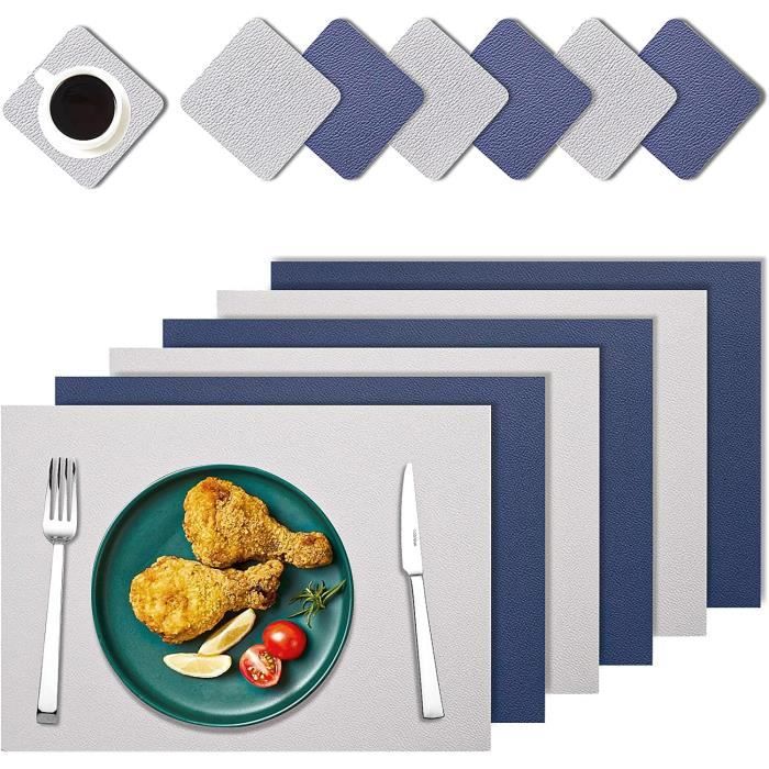 Lot de 6 Set de Table Cuir PU, SWAWIS Set de Table Lavable Antidérapant ...
