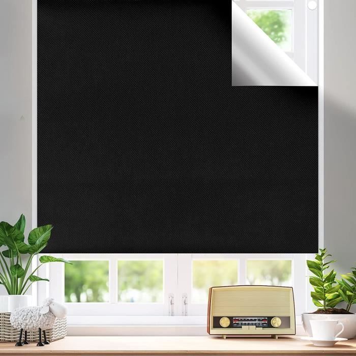 Store Occultant Auto-adhésif 200x150 Cm - 100% Blackout, Isolant Thermique - Sans Perçage, Découpable