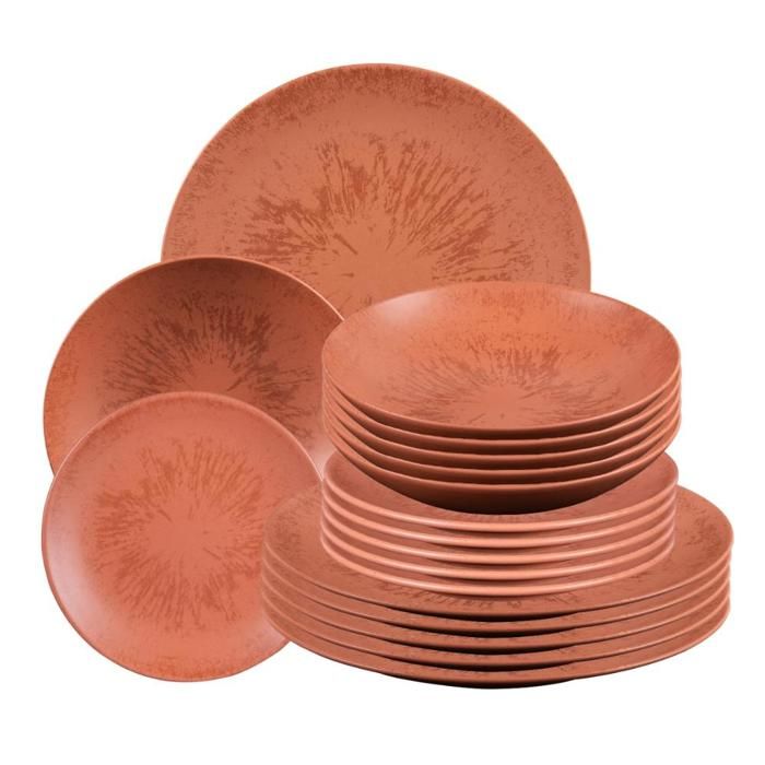 Service dassiettes 18 pièces Onyx Terracotta - Table Passion