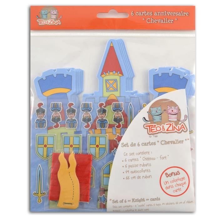 Cartes D Anniversaire Chevalier Set De 6 Invi Cdiscount Beaux Arts Et Loisirs Creatifs