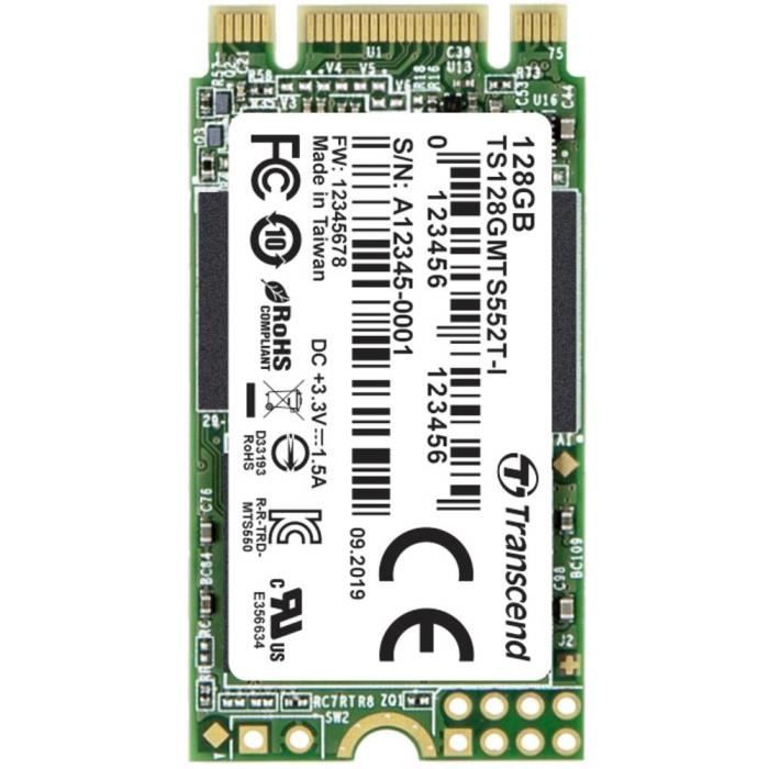 Transcend MTS552T-I 128 GB SSD interne M.2 SATA SATA 6 Gb/s au détail TS128GMTS552T-I