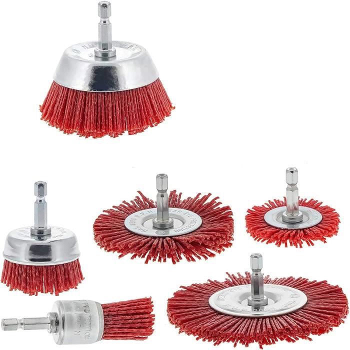 10 Brosses Métalliques Pour Roues De Polissage - Tige 6mm - Ø50mm - Décapage Rouille Et Peinture