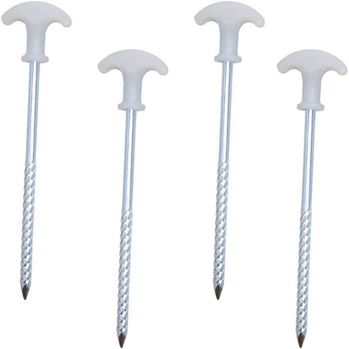 Homefantasy - Piquets De Tente à Visser - Lot De 4 - Acier Robuste - Pour Sol Dur, Herbe, Bois - Avec Perceuse Sans Fil - 2
