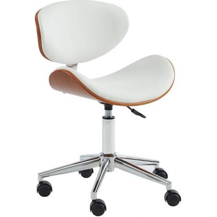 fauteuil de bureau montenegro - hauteur ajustable - simili - noyer et blanc