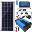 Kit panneau solaire 100W +Onduleur 1500W 12V/24V Kit de cellules solaires pour camping-car camping-car abri camping caravane bateau-1