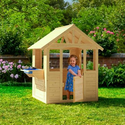 Cabane Enfant En Bois AIYAPLAY – Maisonnette De Jardin Avec Jardinières Et Fenêtres – Jeu Créatif Pour 3-8 Ans