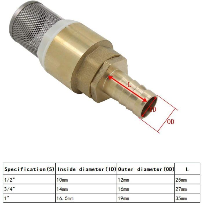 Sferaco Clapet Crépine Anti-Retour Laiton 20x27 – Robinetterie Fiable Avec Crépine Inox