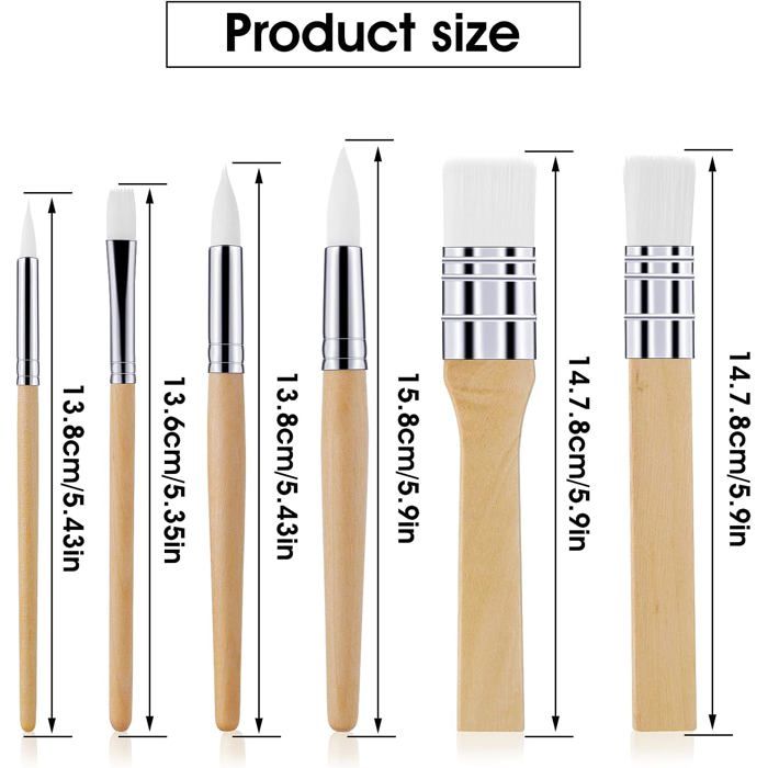 Lot de 5 Pinceaux De Peinture avec Manche en Bois, Qualité Supérieure
