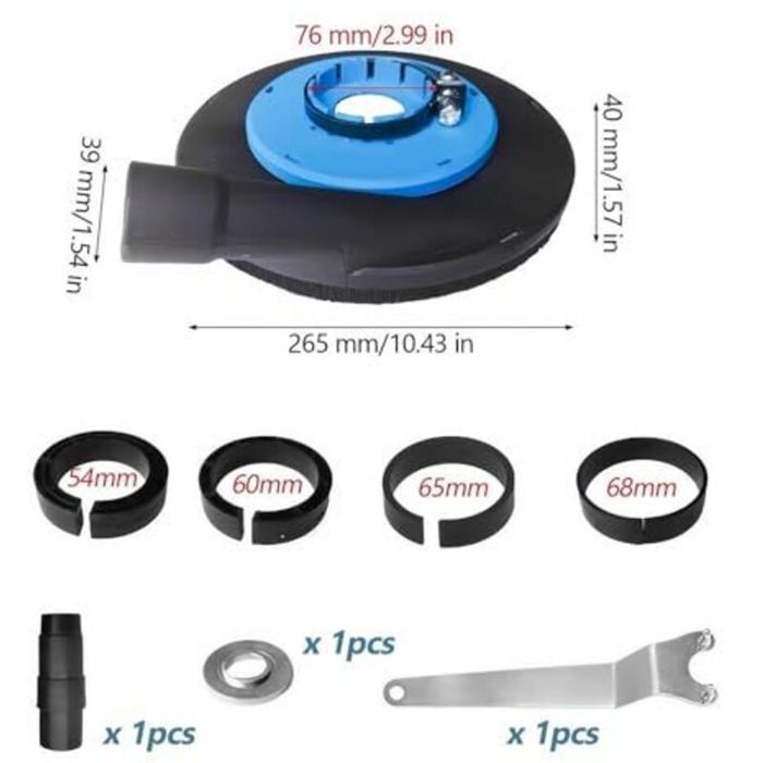 Aspiration Meuleuse Angle 125 Mm - Capot Pare-Poussière Avec Raccord Aspirateur Pour Disqueuse Et Ponceuse