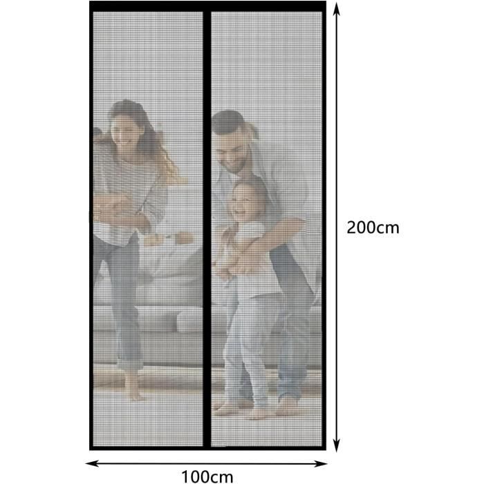 Moustiquaire Porte Fenetre Magnétique, Rideau Anti Mouche, Rideaux Aimantée Sans Percage, Moustiquaires Ementer Aimanté Noir, 180x220cm | Leroy Merlin