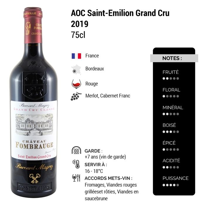 Saint-Emilion Grand Cru Rouge 2019 - Lot de 3x75cl - Château Fombrauge - Vin  AOC Rouge de Bordeaux - Cépages Merlot, Cabernet Franc - La cave Cdiscount