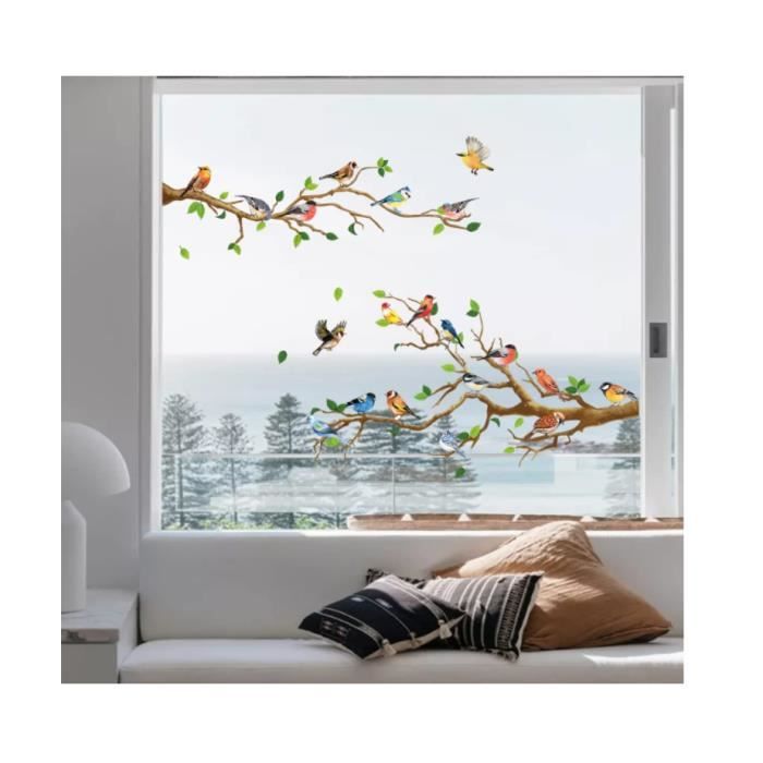 Stickers Fenêtre Wondever Motif Plantes Tropicales - Autocollants électrostatiques, 9 Feuilles 20x30cm - Décoration Printemps/été