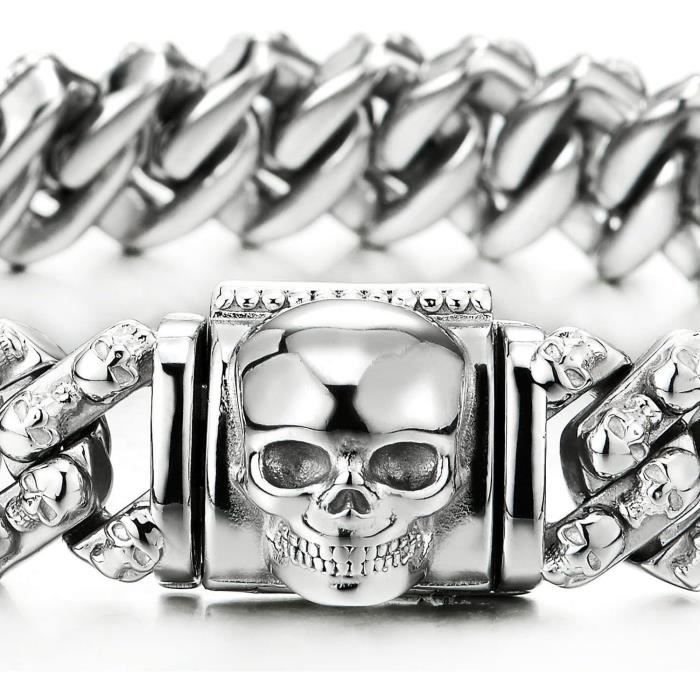 Collier Gourmette En Acier Inoxydable - Style Biker Gothique, Longueur 55/56,5 Cm - Neuf Avec étiquettes