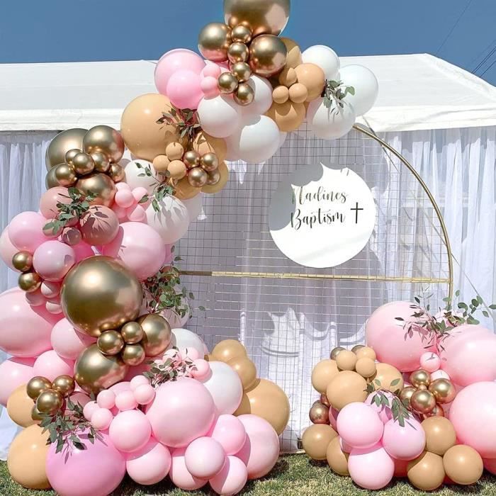 Arche de Ballon Blanc et Or 100Pcs Guirlande de Ballons Anniversaire pour  Baby Shower Fête Mariage Noël Nouvel An Fête de Filles