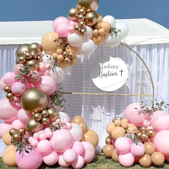 Kit Arche à Ballons Vintage Rose Et Or - 133 Pièces - Pour Anniversaire, Mariage, Baby Shower