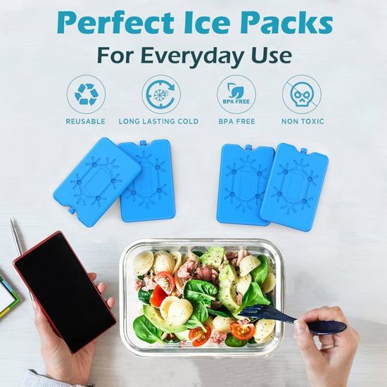 KARELLS Lot De 4 Blocs Réfrigérants 200 Ml – Bleu Et Rose – Ultra-plats 16,5 X 11 X 1,5 Cm – Jusqu'à 15h De Fraîcheur – Réutilisables – Pour Lunch, Camping Et Pique-nique