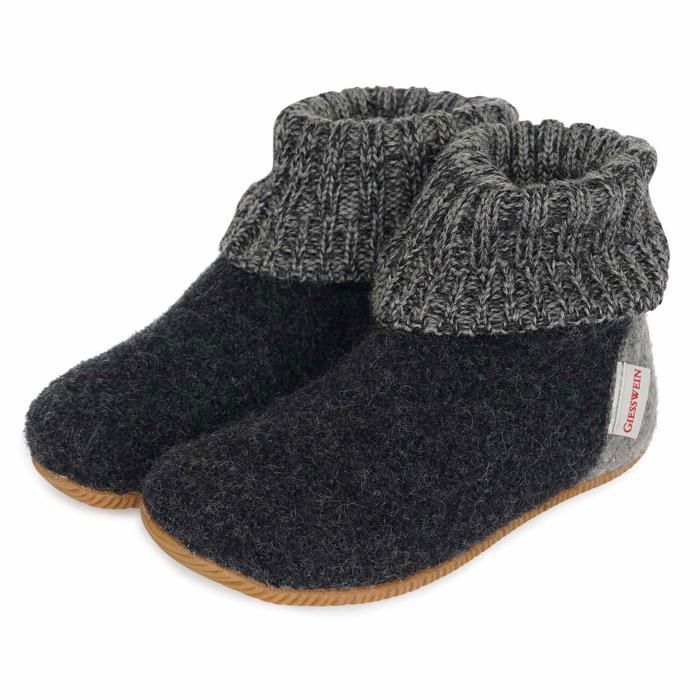 Giesswein Weidach Chaussons Enfant Mixte - Laine Vierge Naturelle, Semelle Caoutchouc Antidérapante