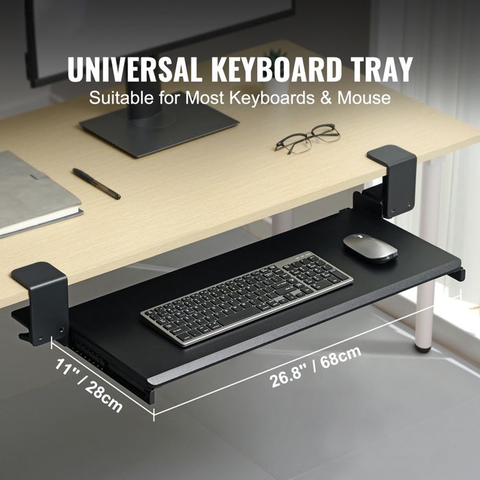 Support De Clavier Coulissant Universel, Plateau Sous Le Bureau, Plate-forme De Tiroir Confortable, Grande Pince Pour Ordinateur, Support Domestique Simple