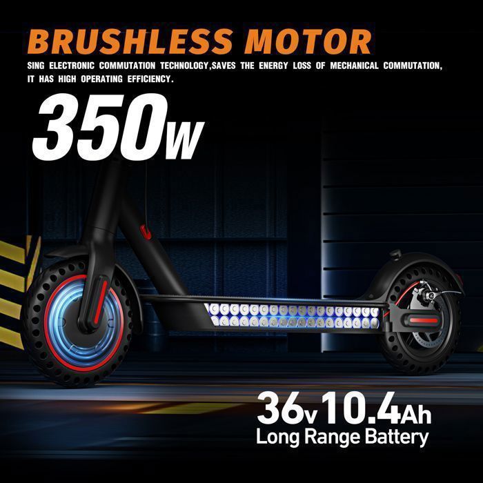 Trottinette électrique SUNNIGOO N7PRO Pour Adulte - 350W, 36V, 10.4Ah, Autonomie 30 Km, Noire
