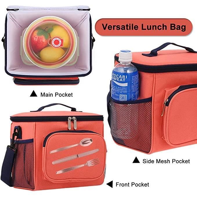 Sac à Déjeuner Isotherme Et Réutilisable Avec Fermeture éclair Pour Femme, Homme, Adolescent, Motif Marin Et Poissons, Avec Motif Ancre