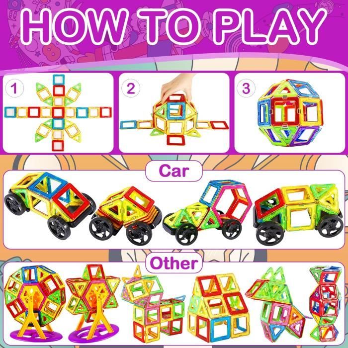 Jeu De Bloc Construction Magnétique 42 Pièces Jouet Educatif Et Créatif