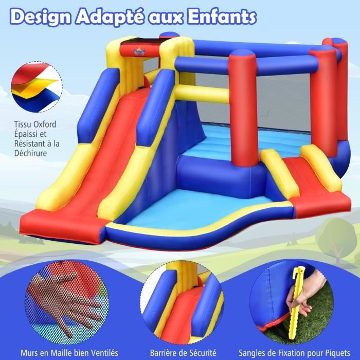 Toboggan Gonflable Aquatique à Thème Princesse avec Grand Toboggan Zone de Saut Mur d'Escalade Piscine Éclaboussante sans Souffleur Toboggan Gonflable Aquatique à Thème Princesse avec Grand Toboggan Zone de Saut Mur d'Escalade Piscine Éclaboussante sans Souffleur