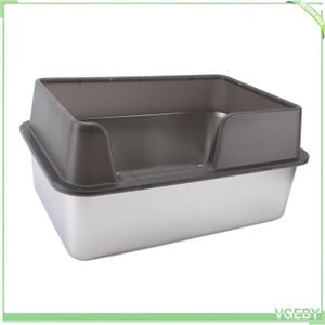 Bac à Litière Chat Fermé En Acier Inox - Avec Tiroir, Couvercle Et Pédale - 65x44x40 Cm