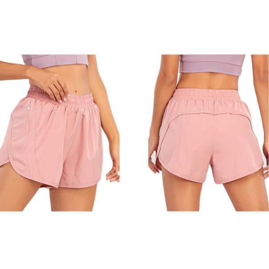 Short De Sport Femme 2 En 1 - Avec Poche Intégrée, Haute Élasticité, Respirant, Séchage Rapide, Pour Yoga, Fitness, Course