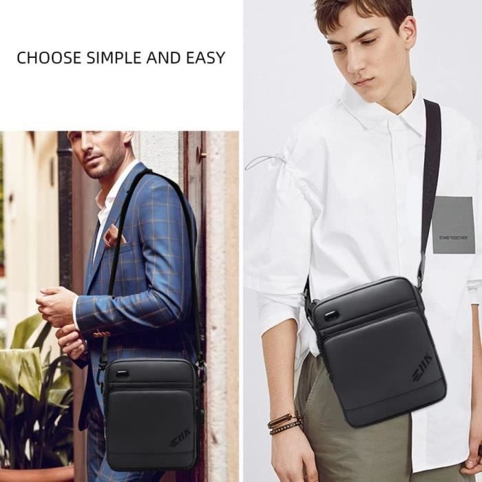 Sacoche Homme Bandouliere Imperméable Sac Bandoulière Homme Multipoches  Saccoche Noire Homme Pochette Homme Bandoulière pour Cadeau Homme Loisir  Sport Voyage Travail Affaire : : Mode