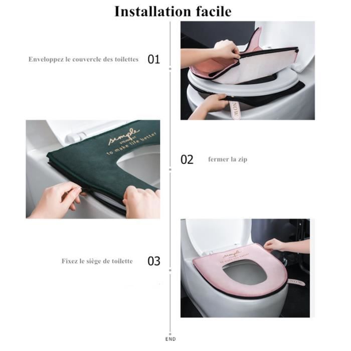 Fitwish Ototon Housse De Siège De Toilette Coussin Chaud Avec Peluche Couverture Extensible Lavable Couvercle Pour Abattant WC Taille Universelle (Violet