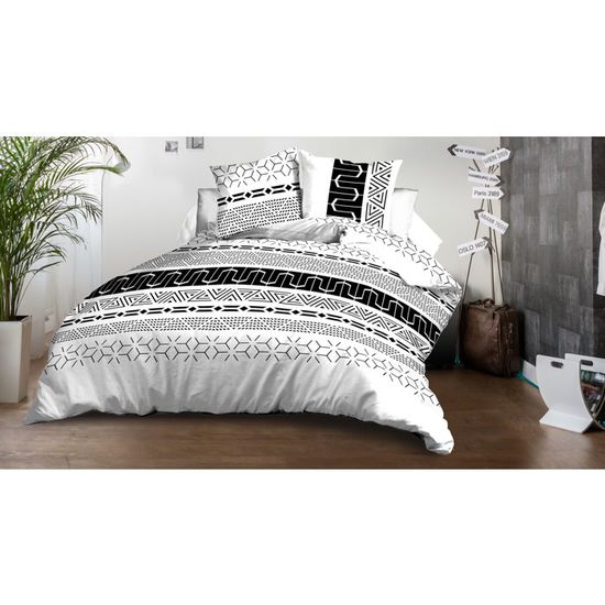 Parure De Lit 220x240 Cm + 2 Taies 65x65 Cm - Microfibre Douce, Motif Abstrait Turquoise/Noir | Zippée, Sangles Intérieures | Pour Chambre 2 Personnes - 9