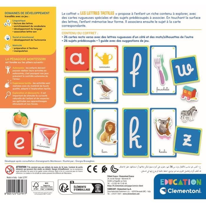 Clementoni Montessori 55451 Chiffres tactiles Jeu éducatif Mathématiques Jouet en espagnol à partir de 3 ans