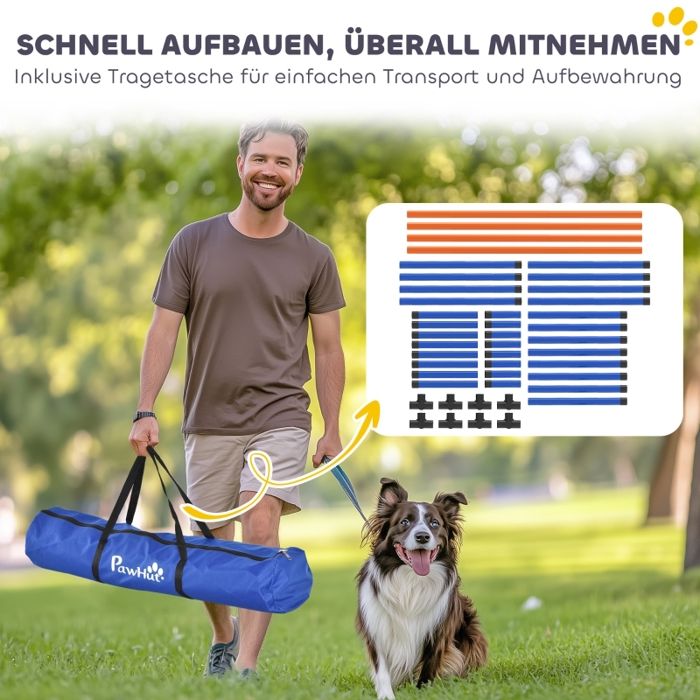 SPORTIKEL24 Kit Coordination – Échelle 4m, 50 Plaques, Obstacles, Sac – Pour Sport, École, Chien
