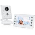 Babyphone Caméra Moniteur 4.3" Bébé Surveillance 2.4GHz Vision Nocturne, Communication Bidirectionnel, Capteur de Température-0