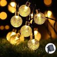 Guirlande Lumineuse Solaire 30 Boule LED, 6.5m Fil Souple Imperméable Eclairage Décoration pour Maison, Jardin-Blanc chaud-0