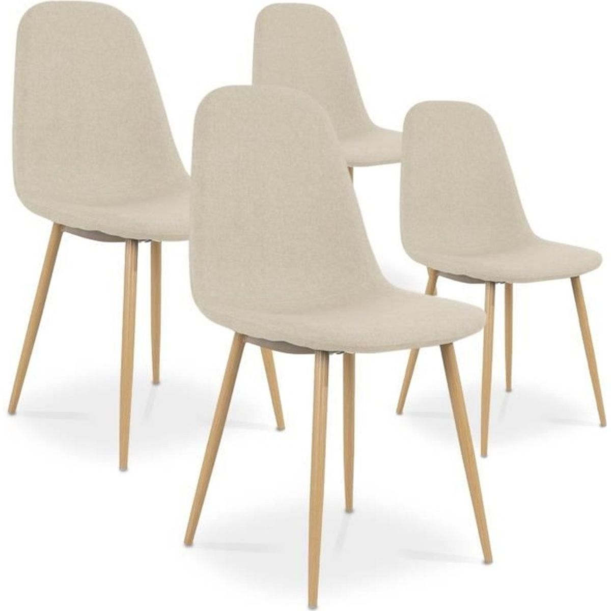 Lot de 4 chaises scandinaves Bali tissu Beige  Cdiscount Maison