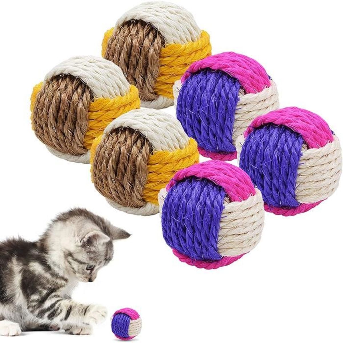 Boule Chat Jouet 6pcs Jouet Pour Chat Balle En Sisal Chat Balles Chat Balle Jouet En Sisal Pour Animaux Chien Chatons Cdiscount Animalerie