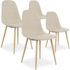 INTENSE DECO Lot de 4 chaises scandinaves Bali tissu Beige