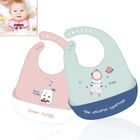 TEHIYOL Lot de 2 bavoirs turban pour bébé, bavoir dribble bébé en silicone imperméable avec 6 boutons réglables, super doux