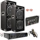 IBIZA SOUND PACK SONO AMPLI 960w + 2 Enceintes 1000W + TABLE DE MIXAGE + MICRO + CÂBLE PC + CÂBLE HP - PA SONO DJ LIGHT - Soirée anniversaire