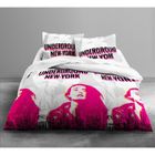 TODAY Parure de couette Only Underground Love - 1 housse de couette 220x240 cm + 2 taies d'oreillers 63x63 cm blanc, gris et rose TO