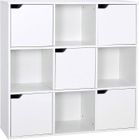 Étagère de rangement 9 Cubes Bibliothèque en Bois Armoire de Livres Armoire de Rangement,Bureau,Style Moderne, Blanc-MONDEER